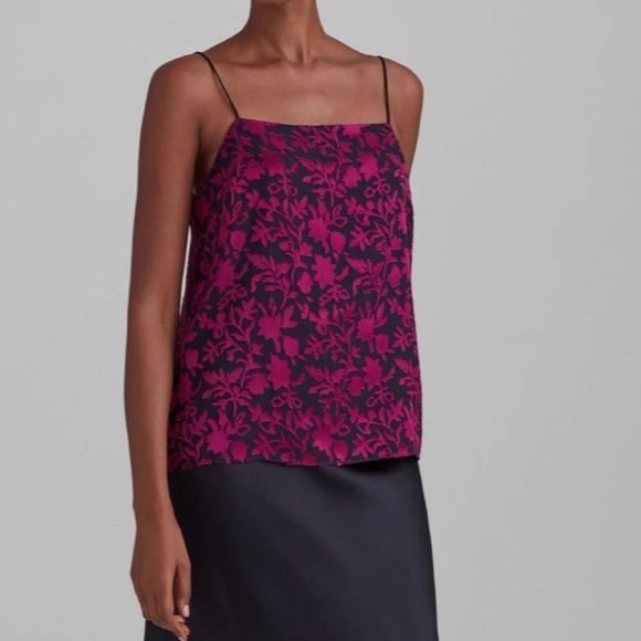 Club Monaco Burnout Cami Chemise Silk Blend NWT Gold and Black Size XS - Picture 9 of 12